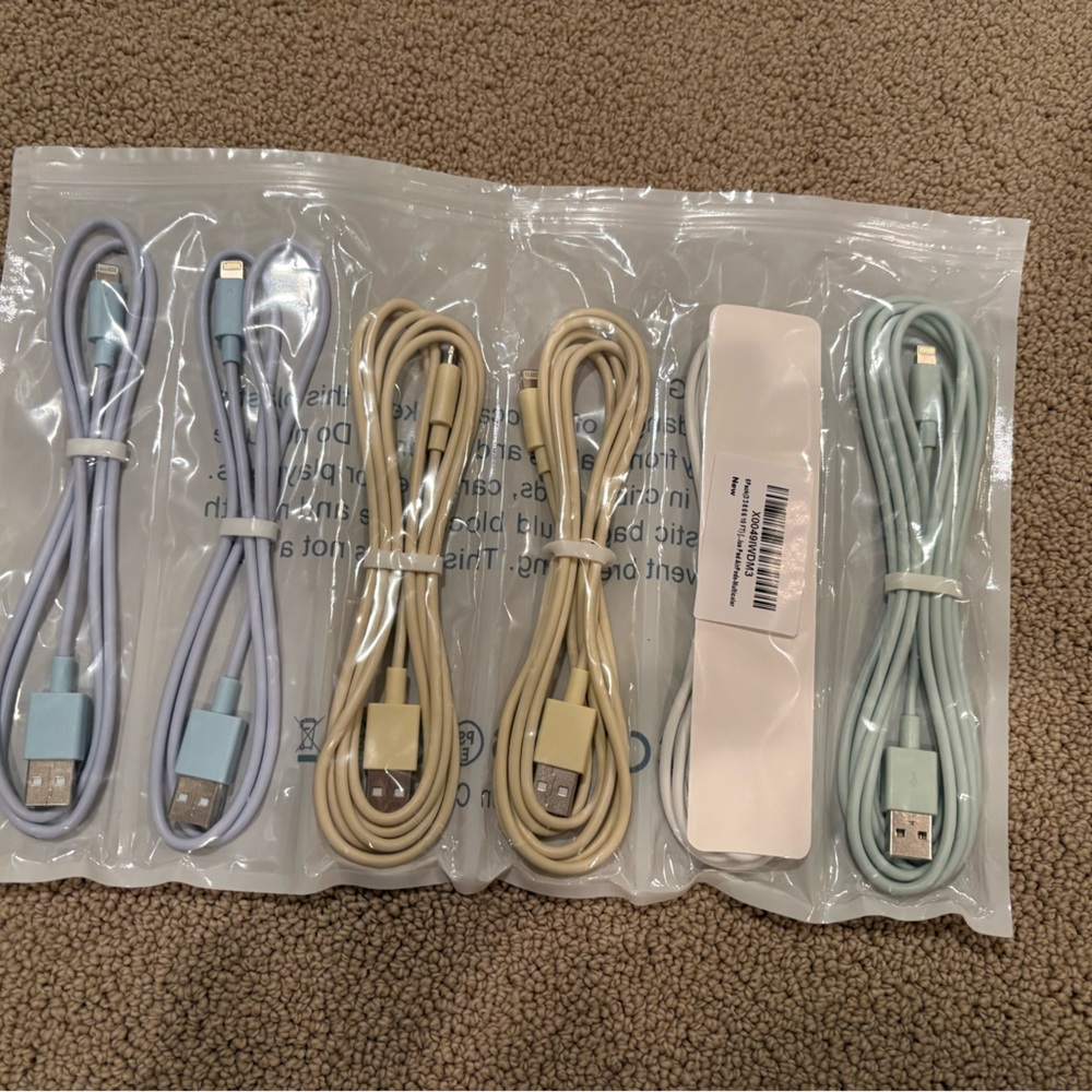 Premium USB Charging Cable Set - Gray, Cream, Mint